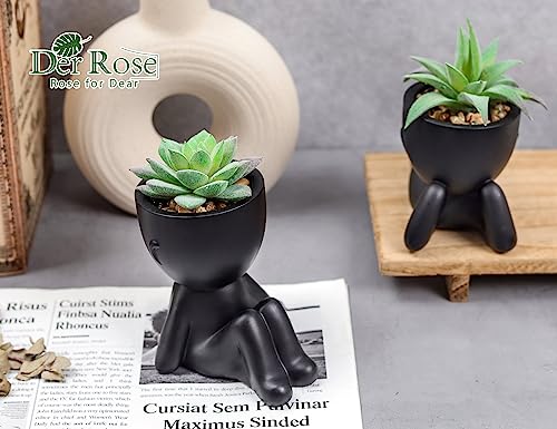 Der Rose Set of 2 Fake Plants Artificial Succulent Plants for Office Desk Accessories Black Bathroom Home Room Aesthetic Decor Indoor - Image 7
