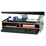 Soporte de pantalla de construcción sólida: el organizador del escritorio se compone de varios compartimentos básicos de 5 mm, que se fijan con la banda de goma y se pueden conectar firmemente las partes separadas. No hay necesidad de herramientas auxiliares, ni de juguetear con sobres de pegamento.