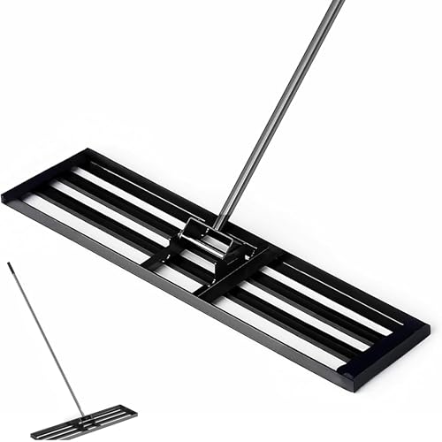 Large Metal Lawn Leveller Rake, 76 x 25cm Head with Large Adjustable Handle for Soil, Sand, Top Soil Levelling - Tool for Garden, Golf, Heavy Duty Gardening Tools Grass Seed Spreader Flat Grading