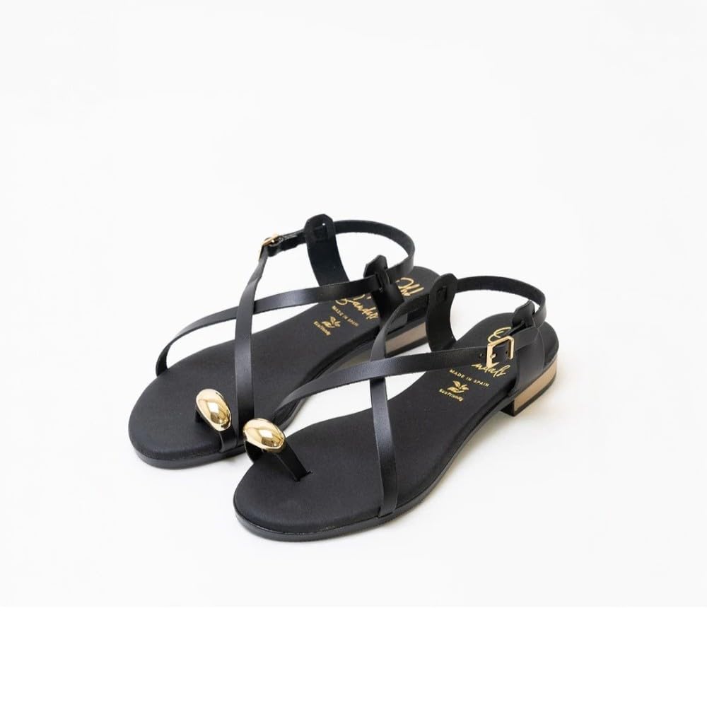 Adriann Lasconi Sandalias de Piel Mujer Modelo Gladys Negro - Planta Confort Gel - Fabricadas en España por Oh! My Sandals - Cuero