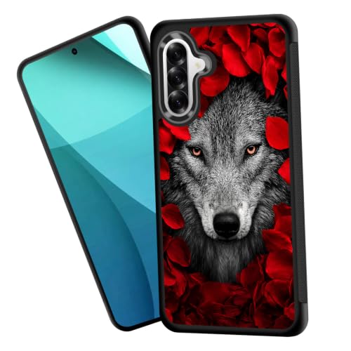 ZQLPLZR for Galaxy S26 FE Case,Tire Anti-Skid Edges Cute Design Shockproof Bumper Full Protection Back Cover for Samsung Galaxy S26 FE 6.7" 2026,Wolf in Red Rose