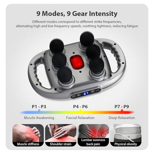 Masseur portable pour soulager les tensions du dos avec 6 têtes interchangeables