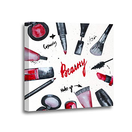 Ansouyi 16x16 Inches Canvas Wall Art Painting Watercolor Glamorous Makeup