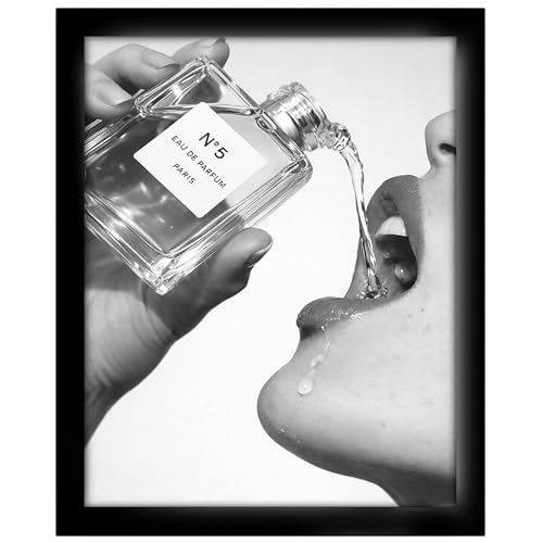 Posterizer - Drinking Perfume Print - Fashion Poster - Black and White Art - Luxury Brand Wall art - Girly Photography Art - women's bedroom wall décor - 8x10 framed wall art