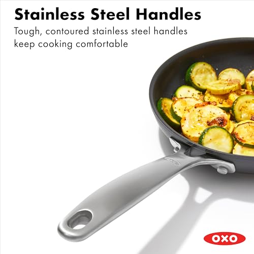 Image of OXO Enhanced 10 Piece Cookware Pots & Pans Set, PFAS-Free Ceramic Nonstick, Durable Hard Anodized Cookware, Scratch Resistant, Stainless Steel Handle, Good Grips, Dishwasher & Oven Safe, Black