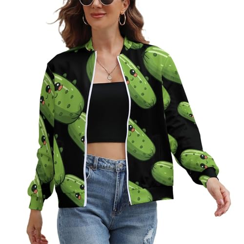 Pickle Cucumbers Women's Zippered Jacket Lightweight Outerwear Coats Long Sleeve Sweatshirts Hoodies