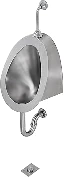 Wall-Mounted Mens Flushing Urinal,304 Stainless Steel Toilet Household/Commercial Urinal Bathroom Toilet Male Sanitary Ware,Manual/Pedal/Automatic Smart Sensor Flush ValB-PPR Pedal Effluent