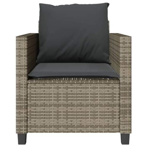 Table de jardin et chaise résistant aux intempéries en polyrotin gris - 6