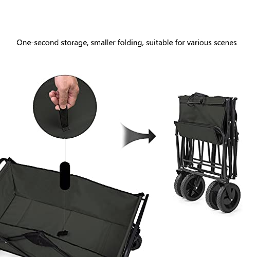 Carretilla plegable para camping al aire libre con portavasos y bolsa de almacenamiento, mango ajustable, práctico carrito para playa y compras miniatura 5