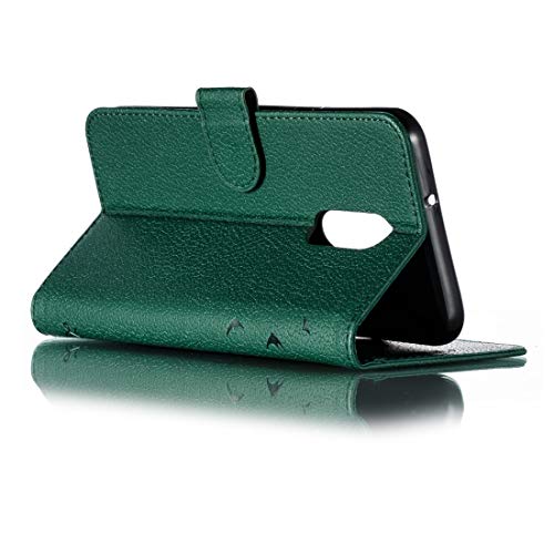 JSLY – Capa de couro com textura litchi horizontal com carteira e suporte e compartimentos para cart