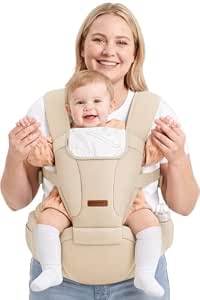 Baby Carrier with Hip Seat, 6-in-1 Newborn to Toddler, 7-44 lb, Khaki