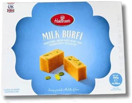 Haldiram's Milk Burfi - Smooth & Milky Taste - Perfect for Sweet Gifts, Festivals, and Celebrations - 300g