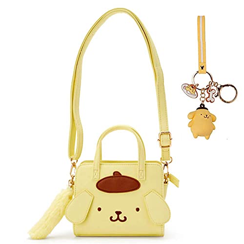 SHOCKTU My Melody Bag, Cinnamoroll PomPomPurin Bag Cute Cartoon Shoulder Bag Anime Cosplay Doll Handbag (YELLOW), Yellow, 6.3 x 5.3 x 2.6 in