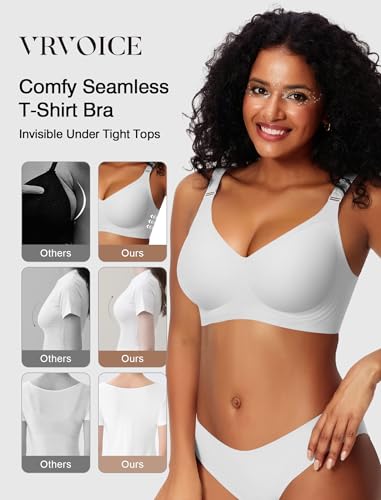 Image of Wireless Bras for Women Jelly No Underwire Push Up Seamless Comfort Full Coverage Supportive Soft Everyday Tshirt Bra