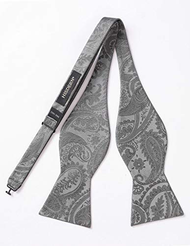 Mens Grey Bow Ties Floral Paisley Self Classic Formal Tuxedo Satin Woven Silk Bowtie For Wedding Party Prom With Gift Box #TOP2