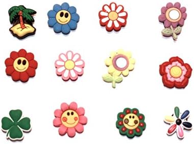 12 pieces Summer Shoe Charm Jibbitz For Crocs Bracelets Wristband Smiley Sun Beach Palm Tree Flower Kids