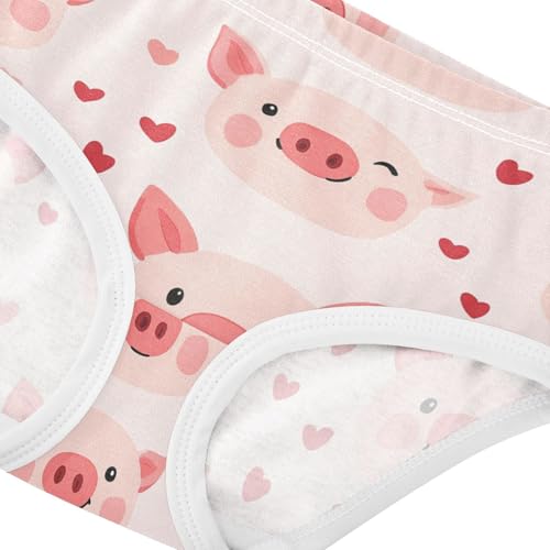 Wusikd Cute Pig Face Girls' Underwear Cotton Pink Hearts Girls Briefs Soft Toddler Underwear 2T4