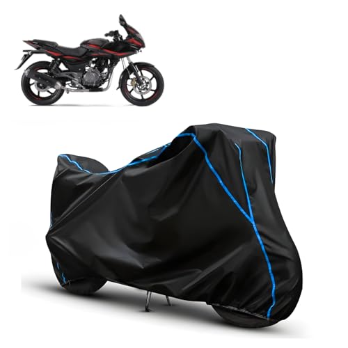 Image of Water Resistant Bike Cover for Bajaj Pulsar 220 F | All Weather UV & Heat Resistant, Dustproof, Triple Stitched, Windproof Elastic Bottom
