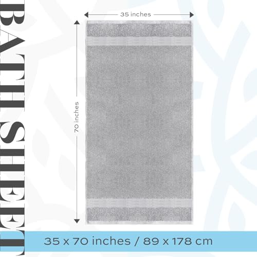 Image of White Classic Luxury Bath Sheets Towels for Adults Extra Large | Highly Absorbent Hotel Collection | 35x70 Inch | 2 Pack (Dolphin Gray)