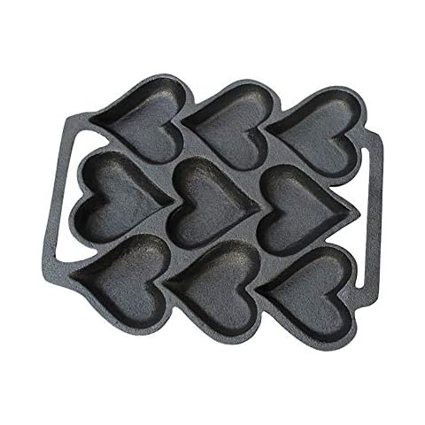 LI-GELISI Takoyaki Pan, 9 Molds, Cast Iron, Heart Shaped Egg Pot Danish Stuffed Pancake Cover