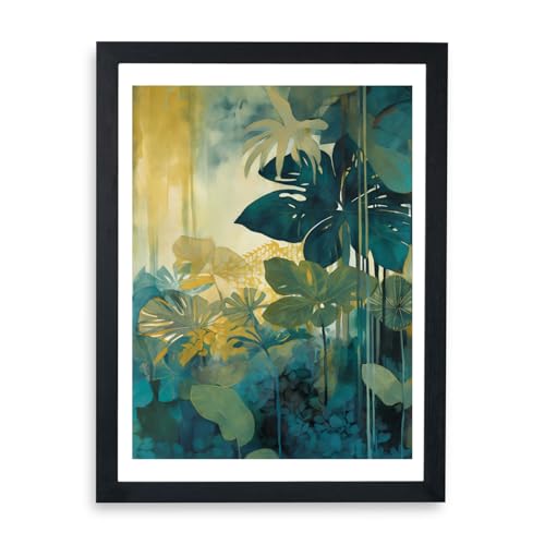 Impression feuilles tropicales dorées pour créer un salon cosy et moderne