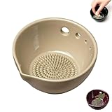 Rallador y rallador hecho a mano, 2 en 1 de cerámica con ralladores y pelador de hierbas frescas, plato Rasca Ajos para jengibre, hierbas y salsas (beige)