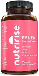 NutriRise Hydrolyzed Collagen Complex - Renew - 90ct - Maximum Strength 1500 mg: Multi Collagen Peptides for Skin Care, Hair, Nails & Joints, Anti-Aging Amino Acid Supplement for Men & Women