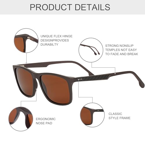 Men's Polarized Sunglasses UV400 Protection Carbon Fiber Frame Aviator Style for Driving Fishing Golf4