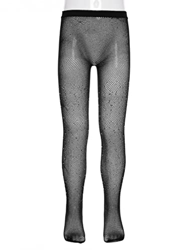 Kids Girls Tights Shiny Fishnet Rhinestone Hollow Out Pantyhose Fishnet Stocking Footed Leggings Tights3