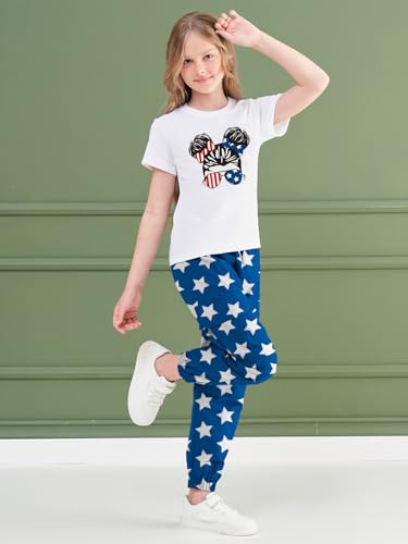 Image of ARTMINE Girls' 2 Piece Outfits Casual Drawstring Jogger Pants and Basic Short Sleeve Top Set, 6-14 Years
