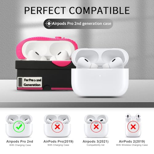 Image of [2Pack] Gedicht for Apple Airpods Pro Case Cover, Cute Cartoon Shoe Box Soft Silicone Protective Cases for AirPods Pro 1st Generation Case with Keychain for Women Men, Red+Rrose Red
