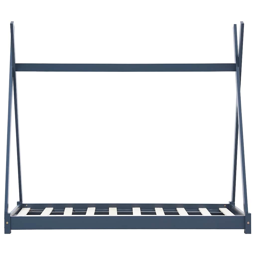 vidaXL Cadre de lit d Enfant Gris Bois de pin Massif 80x160 cm