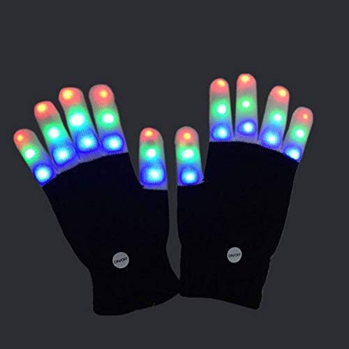 Ochine LED Gloves for Adults,1 Pair Light Up Hand Gloves,Flashing Fingers Colourful Rave Gloves with 6 Modes,LED Rave Flashing Gloves for Festivals/Halloween/Christmas Decoration(Adult Size)