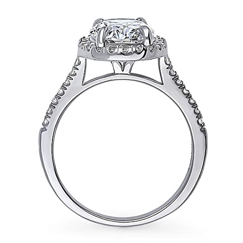 BERRICLE Sterling Silver CZ Halo Wedding Engagement Rings for Women, Oval Cut Cubic Zirconia Ring, 1-3 Piece Set4