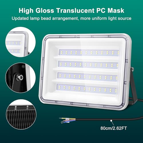 Viugreum 150W LED Outdoor Floodlight 2 Packs, 15000LM Cold White Outdoor Security Lighting Mains Powered - Image 3