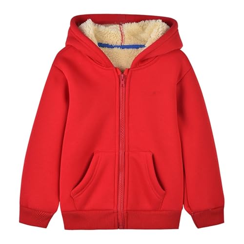 Kids Boy's Girl's Sherpa Fleece Lined Jacket Zipper Fuzzy Fleece Hoodie Toddler Warm Winter Jacket Hooded Sweatshirt
