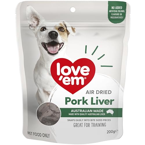 love'em Air Dried Treats, Pork Liver 200g - Tasty Bite Sized Training Treats, Protein Support for Healthier Rewards