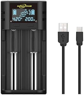 Intelligent 21700 18650 Battery Charger,LCD 21700 Battery Charger 21750 21700 18650 Charger for 20700 22700 26650 26700 16340 (RCR123) 17650 17670 Ni-MH/Ni-Cd AA AAA Rechargeable(Battery Excluded)