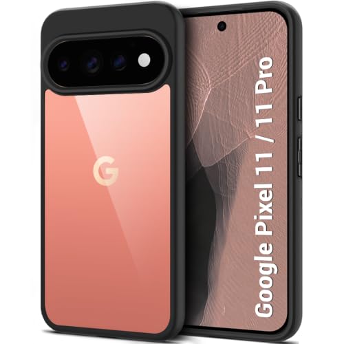 Image of TheGiftKart Ultra-Hybrid Shockproof Back Cover Case for Google Pixel 11 / Pixel 11 Pro | Camera Protection Bump | Hard Cover Case for Pixel 11 /11 Pro (PC & TPU, Transparent Clear Back, Black Sides)
