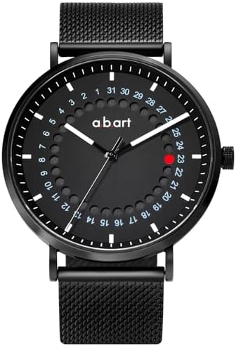 a.b.art Men's Watch, Swiss Parts Ronda Quartz Movement, Sapphire Crystal, Milanese Mesh Band, Ultra-Thin Design, Minimalist Bauhaus Style, 41mm Black Dial (FD41-265-1S-1)