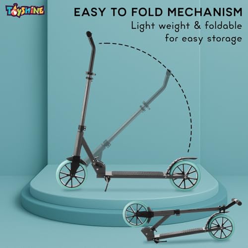 Image of Toyshine Rhino 2 Wheel Runner Scooter with Anti Slip ABS Base Big Wheels Height Adjustable Handlebar Foldable Max Load 50kg for Boys and Girls Ages 5 and Above - Grey