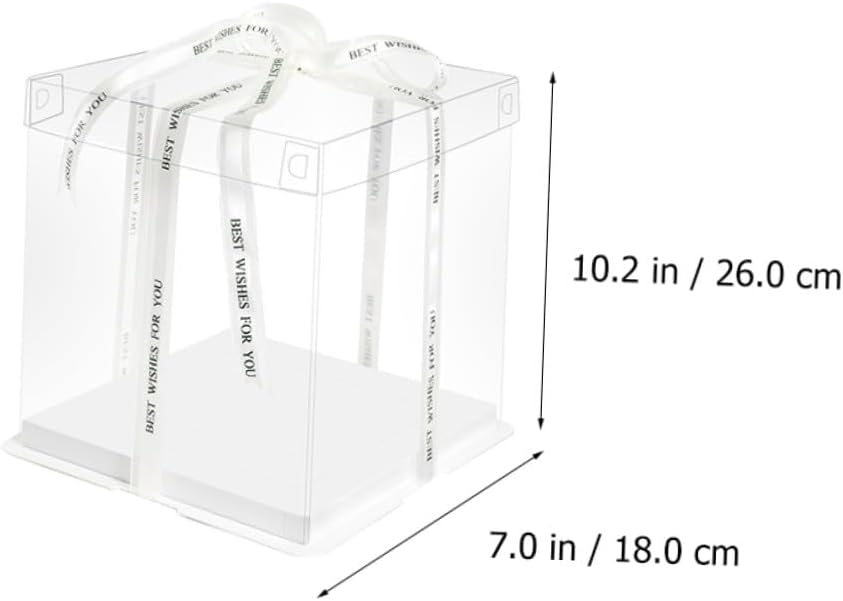 BESPORTBLE 8-inch Birthday Cake Carrier Box, Single-layer Food Packaging Container with Ribbon, 5pcs Cake Storage Boxes for Bakery, Party, and Packaging