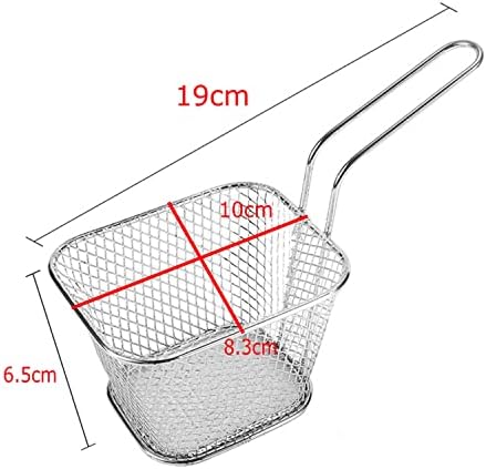 JZK 4 x Stainless Steel chip Baskets for Serving with Handle, mesh French chip deep Frying Basket for Shrimps Onion Rings