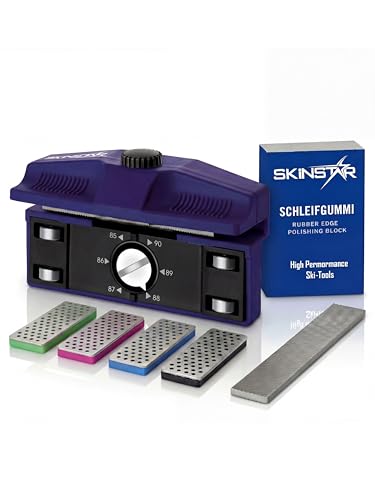 SkinStar Ergo Sharp Profi Edger Kantenschleifer 90-85 | Seitenkantenschleifer Ski & Snowboard | Diamantfeilen Set 4X 240/360/500/1000 | inkl. WC Feile 80mm + Schleifgummi | Made in Italy