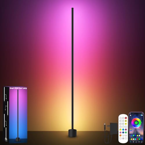 Tyute LED Floor Lamp RGB Corner Light with Music Sync Smart App and Remote Control Color Changing Ambience Lighting Standing Lamp with 16 Million Colors for Bedroom Living Room Gaming Room