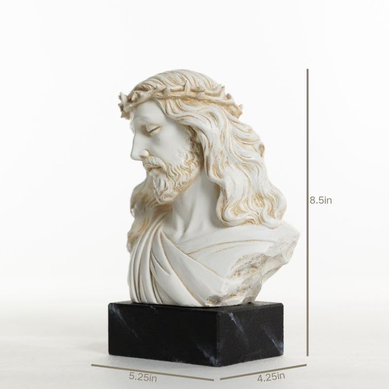 Estatua de Busto de Jesús de 8.5 pulgadas en Resina Pintada a Mano miniatura 2