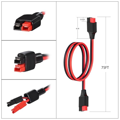 ELFCULB Cabo de extensão Anderson 12AWG 75FT 2 6 10 20 35 50 75 100FT cabo de extensão solar conecto