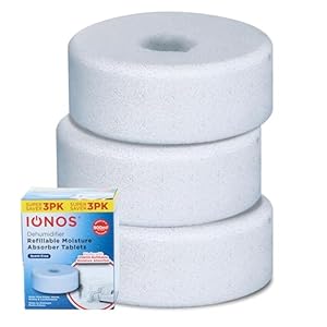 IONOS Dehumidifier Refill Tablets 450 g – Pack of 3, Absorbs up to 900 ml, For Use with IONRDEHUMSF1PB12, Unscented Moisture Absorbers (IONTABLETSF3PKB8)