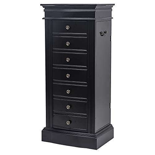 Kcelarec Jewelry Armoire Cabinet Stand,Wood Standing Armoires Jewelry Storage Organizer Box (Black) #TOP2