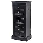 Vasitelan Large Standing Jewelry Armoire Cabinet Chest with with 7 Drawers,Jewelry Box Storage Organizer with Top Flip Mirror